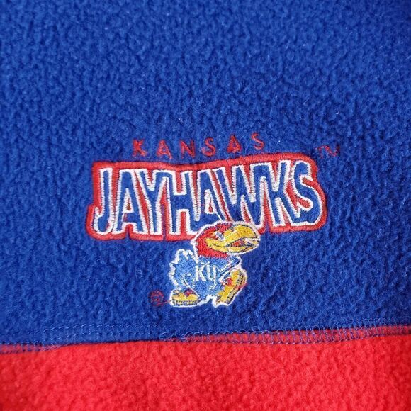 Kansas Jayhawks Jacket Mens Large Blue Vintage Pro Edge NCCA Basketball 1/4 Zip - Picture 7 of 9